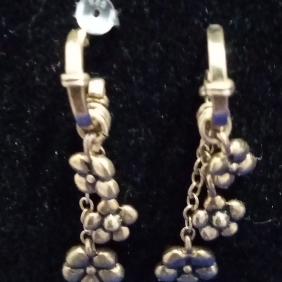 Barse bronzite 925 plumeria dangle post earrings - Picture 3 of 11